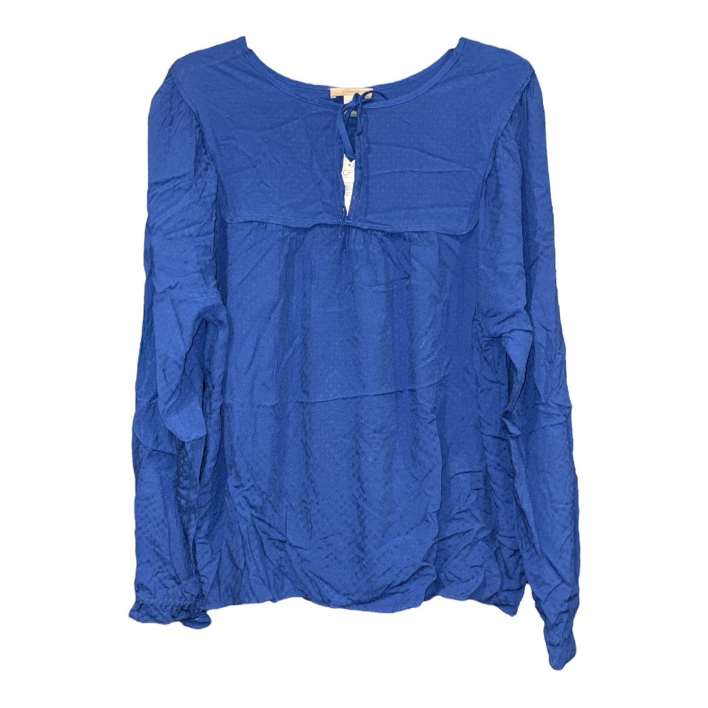 Loft Outlet Tie Neck Long Sleeve Royal Blue Blouse Size L AR14